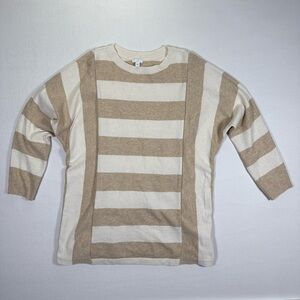 J JILL dolman sweater tunic neutral Striped Beige and White Sweater XL